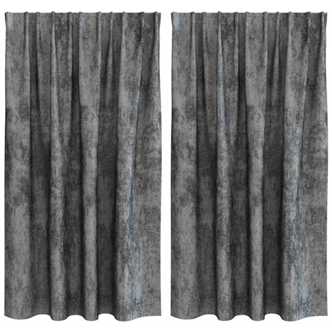 Tenda con tende 2 pcs Grigio 140 x 140 cm Velluto - Foto 1