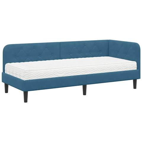 Cornice del letto ad angolo Blu 80 x 200 cm Velluto - Foto 1