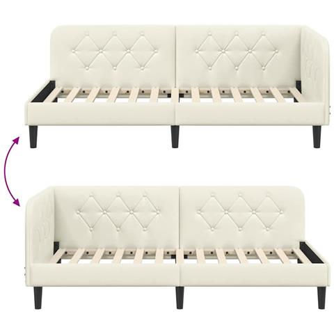 Cornice del letto ad angolo Crema 90 x 190 cm Velluto - Foto 9