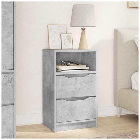 Comodino Grigio cemento 40 x 30 x 467 cm Legno multistrato - Foto 2
