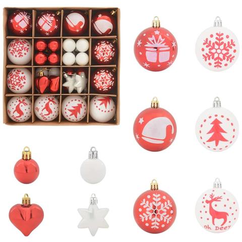 Set di Palle di Natale 40 pcs Rosso e Bianco Plastica - Foto 1