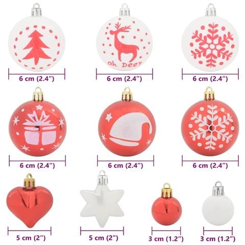 Set di Palle di Natale 40 pcs Rosso e Bianco Plastica - Foto 7