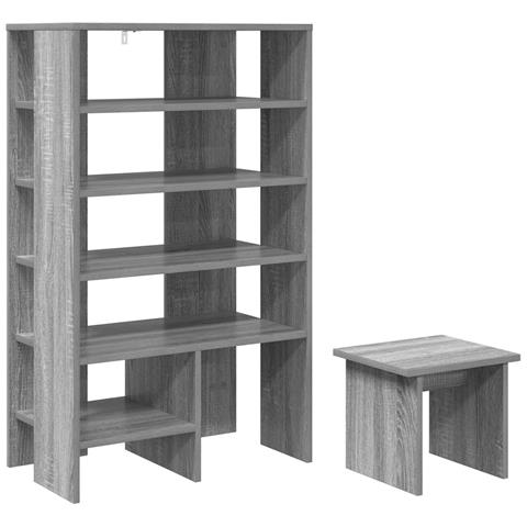 Mobile per scarpe 2 pcs Grigio Sonoma Legno multistrato - Foto 1