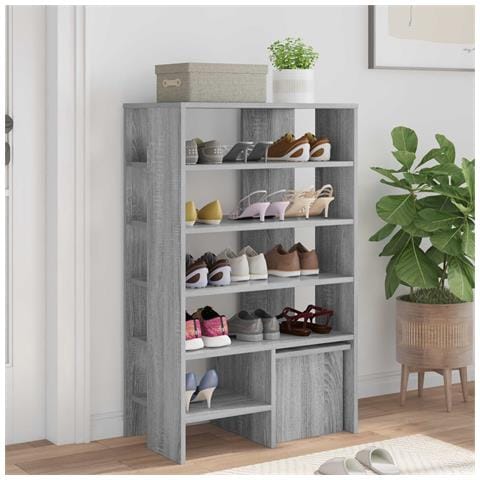 Mobile per scarpe 2 pcs Grigio Sonoma Legno multistrato - Foto 2