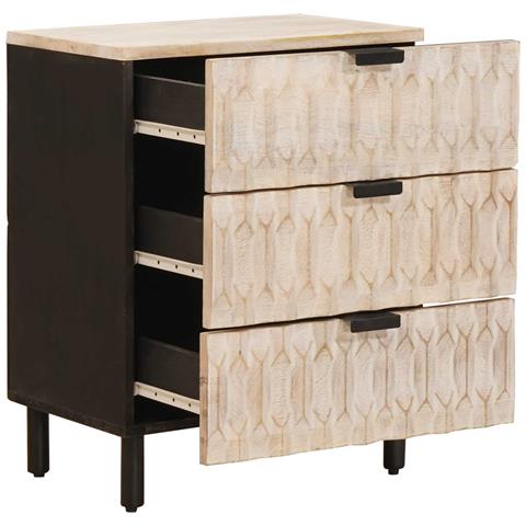 Armadio da Notte Bianco 50 x 33 x 62 cm Legno di mango massello - Foto 2