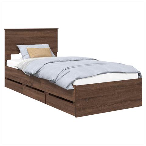 Struttura del letto con cassetto Rovere Marrone 75 x 190 cm - Foto 1
