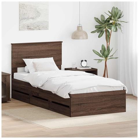 Struttura del letto con cassetto Rovere Marrone 75 x 190 cm - Foto 2