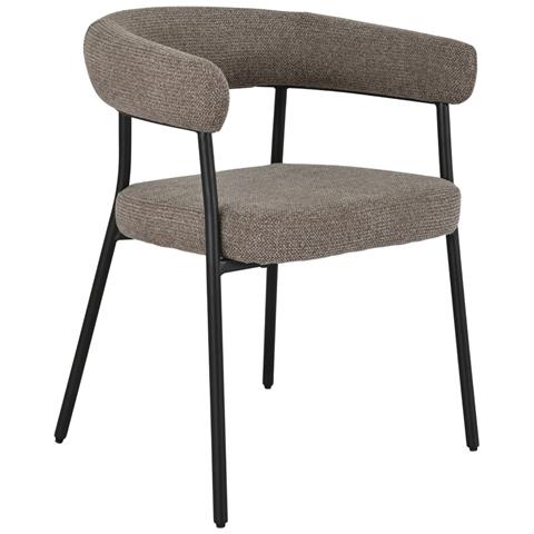 Set 2 Sedie Da Pranzo Trivio In Tessuto Marrone Con Gambe In Acciaio Grigio - Foto 1