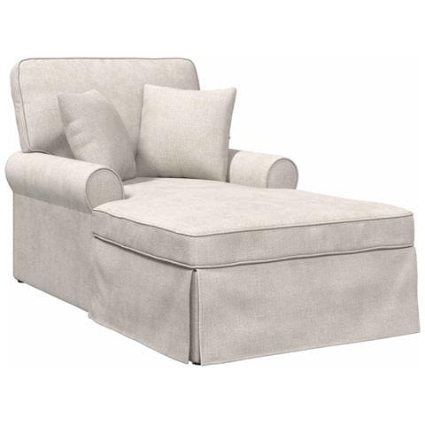 Chaise Longe con Gonna con cuscino Crema 157 x 91 x 91 cm ARES - Foto 1