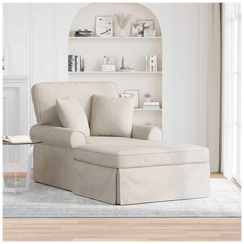 Chaise Longe con Gonna con cuscino Crema 157 x 91 x 91 cm ARES - Foto 2