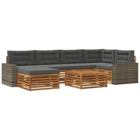 Set di divani da esterno con cuscino 7 pcs Naturale e Antracite - Foto 1