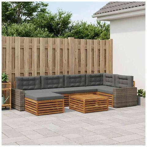 Set di divani da esterno con cuscino 7 pcs Naturale e Antracite - Foto 2