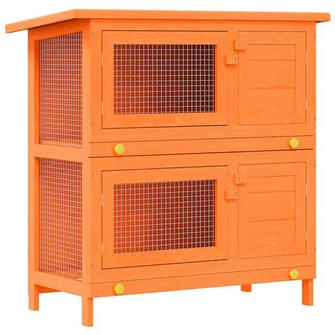 Conigliera da esterno gabbia per piccoli animali domestici con 4 porte in legno - Foto 1