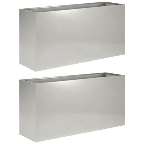 Vaso da giardino 2 pz Argento 100 x 30 x 50 cm Acciaio Inox - Foto 1