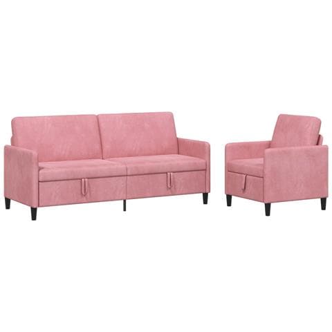 Set di Divani con Storage 2 pz Rosa Poliestere - Foto 1