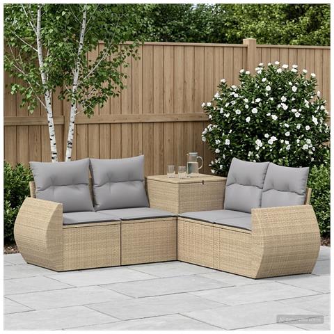 Set di divani 5 pz Beige e Grigio Chiaro - Foto 2