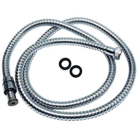 Flessibile Per Doccia In Acciaio Inox, Doppia Aggraffatura, Attacco Conico 1/2"" F. E Attacco Ghiera 1/2"" F., Con Guarnizioni. Misura Cm. 200 - Foto 1
