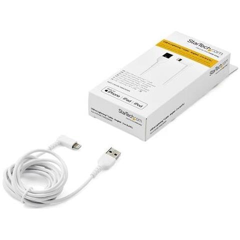 Cavo da USB-A a Lightening da 2m durevole - bianco ad angolo retto a 90° in fibra aramidica - Robusto e resistente cavo di alimentazione /sincornizzazione da USB tipo A a Lightening con certificazione Apple MFi per iPad /iPhone 12 - Foto 2