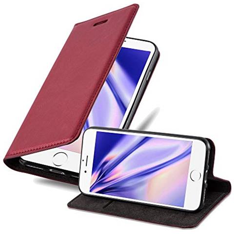 Custodia Compatibile Con Apple Iphone 7 / 7s / 8 / Se 2020 In Rosso Mela - Coperchio Protettiva Con Chiusura Magnetica, Funzione Stand E Tasca Per Le Carte - Foto 1
