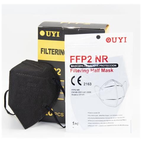 Mascherine Ffp2 Nere Ouyi Nr - Certificate Ce - 20 Pezzi - Foto 2