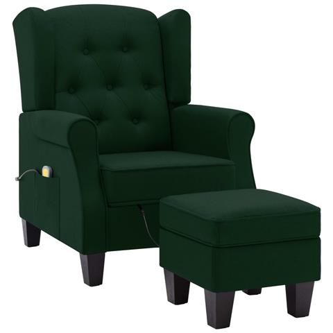 vidaXL Poltroncina Imbottita con Poggiapiedi in Tessuto Verde Sedia Poltrona 