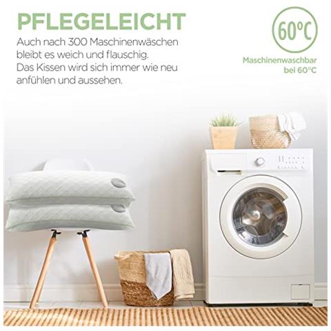 Cuscino 40 X 80 Aloe Vera - Fresco D'estate, Caldo D'inverno - N 1 Di Cuscini Con Effetto Calmante, Certificato Oekotex Standard 100 - Molto Traspirante - Foto 2