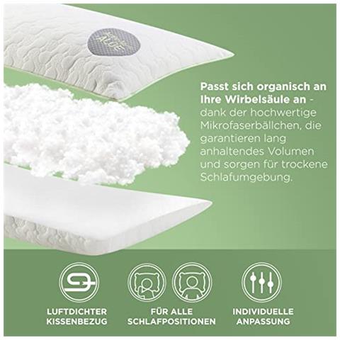 Cuscino 40 X 80 Aloe Vera - Fresco D'estate, Caldo D'inverno - N 1 Di Cuscini Con Effetto Calmante, Certificato Oekotex Standard 100 - Molto Traspirante - Foto 7