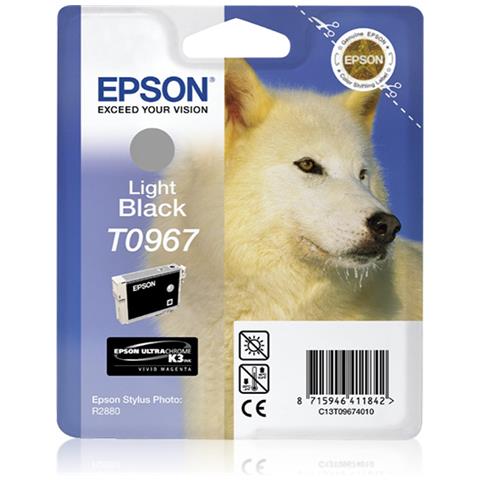 T0967 Husky Cartuccia Ink Originale Nero Light per Stylus Photo R2880 11,4 ml - Foto 1