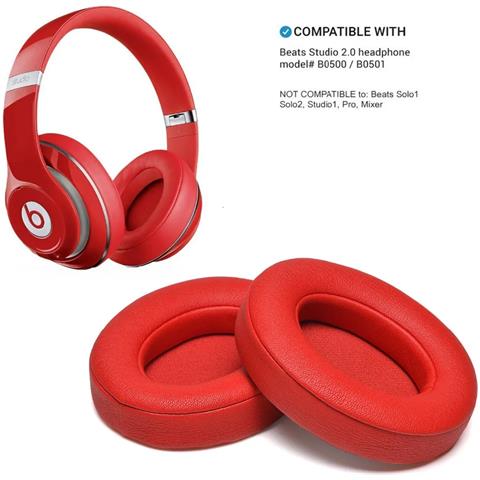 Cuscinetti Auricolari In Pelle Di Pecora Per Beats Studio 2.0, 1 Paio Red - Foto 5