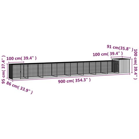 Gabbia Per Polli Antracite 900x91x100 Cm Acciaio Zincato - Foto 2