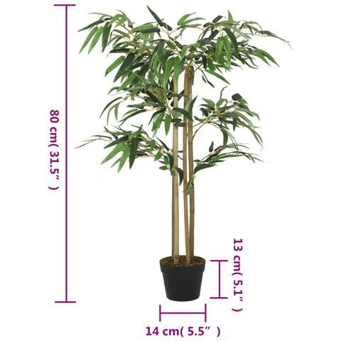 Albero Bambù Artificiale 380 Foglie 80 Cm Verde - Foto 7