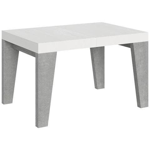 Tavolo Allungabile 90x130/234 Cm Naxy Mix Piano Bianco Frassino - Gambe Noce - Bianco Frassino /cemento - Foto 5