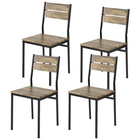 Set 4 Sedie Da Pranzo Klihome - Struttura Metallo E Legno, Stile Industriale, Marrone Rustico, Portata 150kg - Foto 5