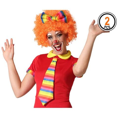 Cravatta Multicolore Fascia Pagliaccio 2 Pezzi Set - Foto 1