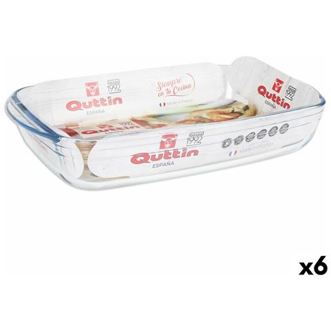 Pirofila Da Forno Quttin Trasparente Vetro Rettangolare 4,2 L 38,8 X 23,9 X 6,6 Cm (6 Unità) - Foto 1