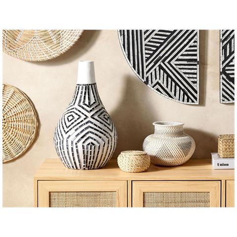 Vaso Decorativo Ombilin Realizzato A Mano Ceramica Bianco - Foto 1