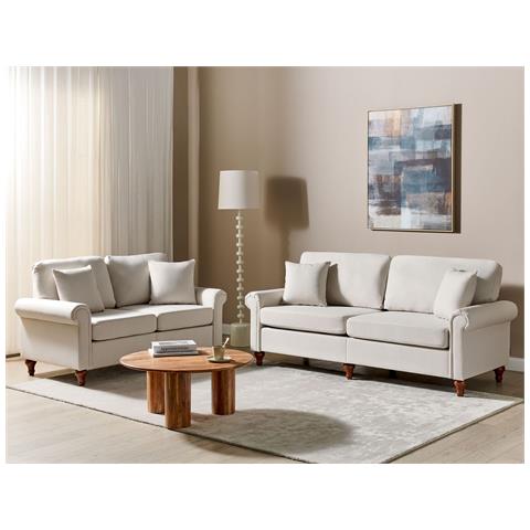 Set Da Salotto 5 Posti Ginnerup Tessuto Beige Chiaro - Foto 1