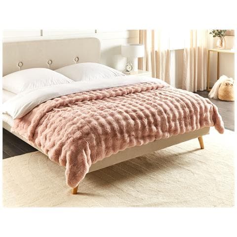 Coperta Pelliccia Sintetica Rosa 200 X 220 Cm Salka - Foto 1