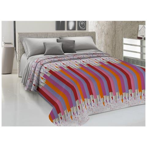 Copriletto Piquet Primavera Estate 100% Cotone Disegno Matitoni Matrimoniale Fucsia - Foto 1