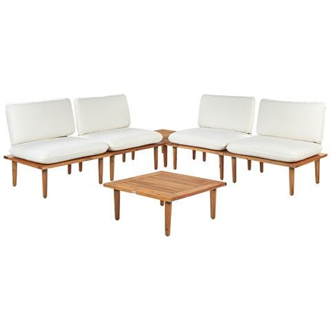 Set Da Giardino Con Tavolo 4 Posti Frascati Modulare Legno Di Acacia Certificato Bianco Sporco - Foto 2