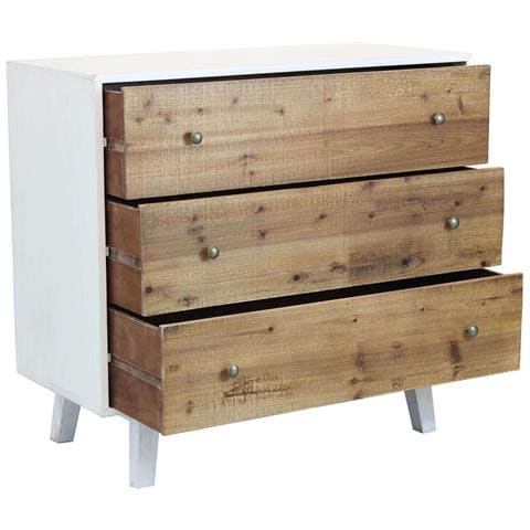 Comodino Da Interno In Legno Bianco Con 3 Cassetti Color Legno Naturale Larry - Foto 2