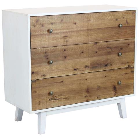 Comodino Da Interno In Legno Bianco Con 3 Cassetti Color Legno Naturale Larry - Foto 1