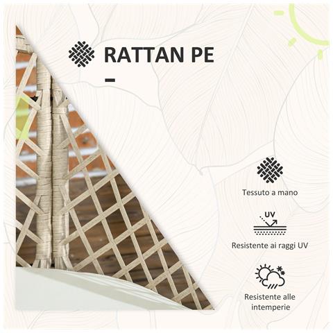 Set Da Giardino In Rattan Con 2 Poltroncine Con Cuscini E Tavolino Da Caffè In Vetro, Khaki - Foto 2