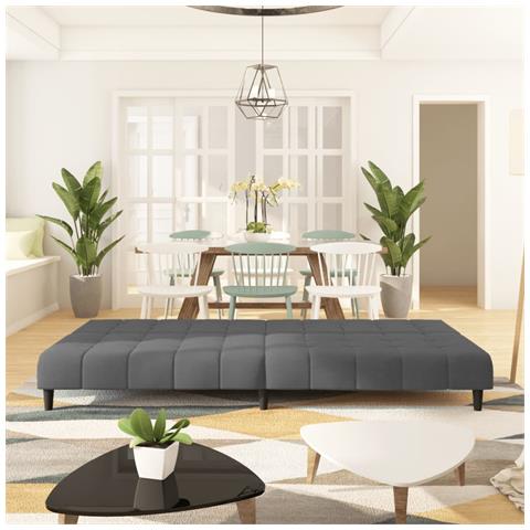 Divano Letto A 2 Posti Grigio Scuro In Velluto - Foto 2