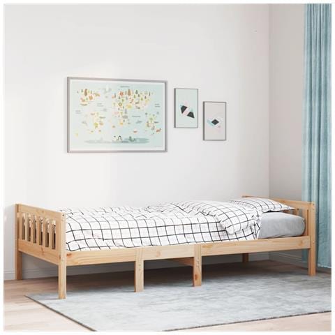 Letto Per Bambini Senza Materasso 75x190 Cm Legno Massello Pino - Foto 1