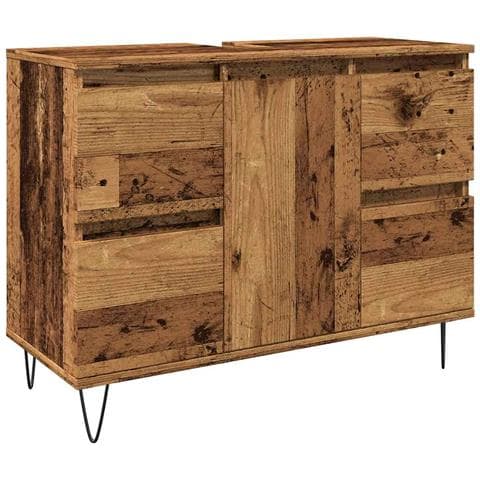Mobile Da Bagno Legno Antico 80x33x60 Cm In Truciolato - Foto 1