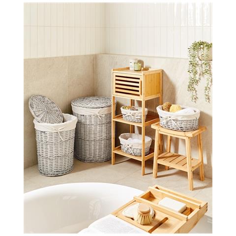 Set Di 5 Cestini Vakari Legno Di Salice Bianco 55/89 L - Foto 1