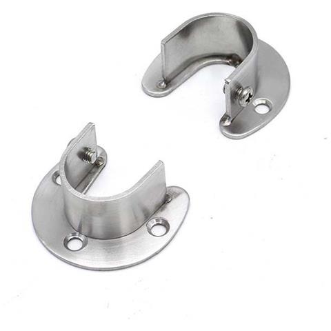 Presa Per Asta Guardaroba In Acciaio Inossidabile Da 2 Pezzi Silver S - Foto 1