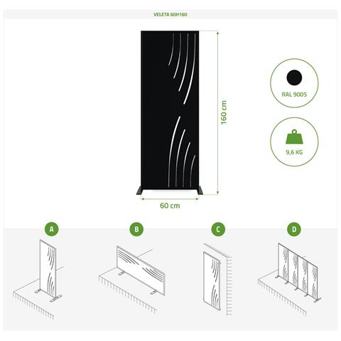 Set Di 3 Pannelli Decorativi Veleta Nero H.160cm Modelli Lato Destro - Foto 8