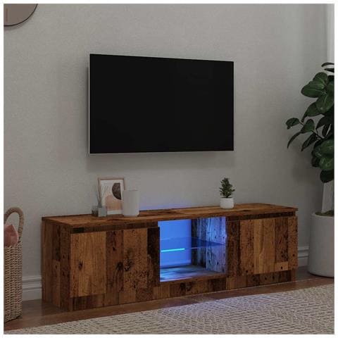 Mobile Porta TV con LED Legno Antico 120x30x36 cm Multistrato - Foto 2